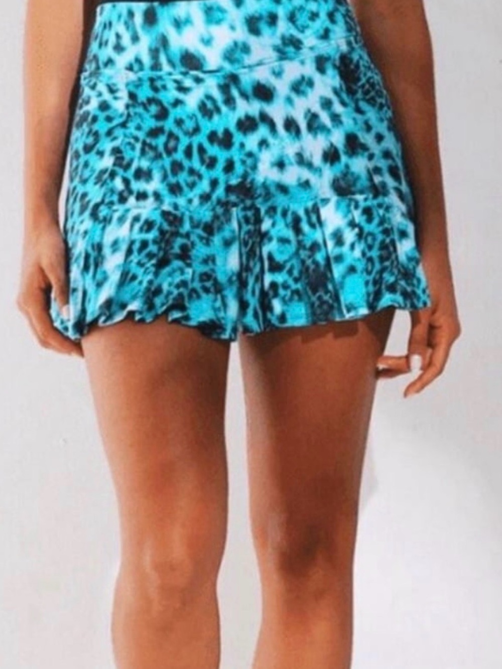 Dona Jo Teal Black Leopard Tennis Pickle Ball Skort Size 1/Sm EUC